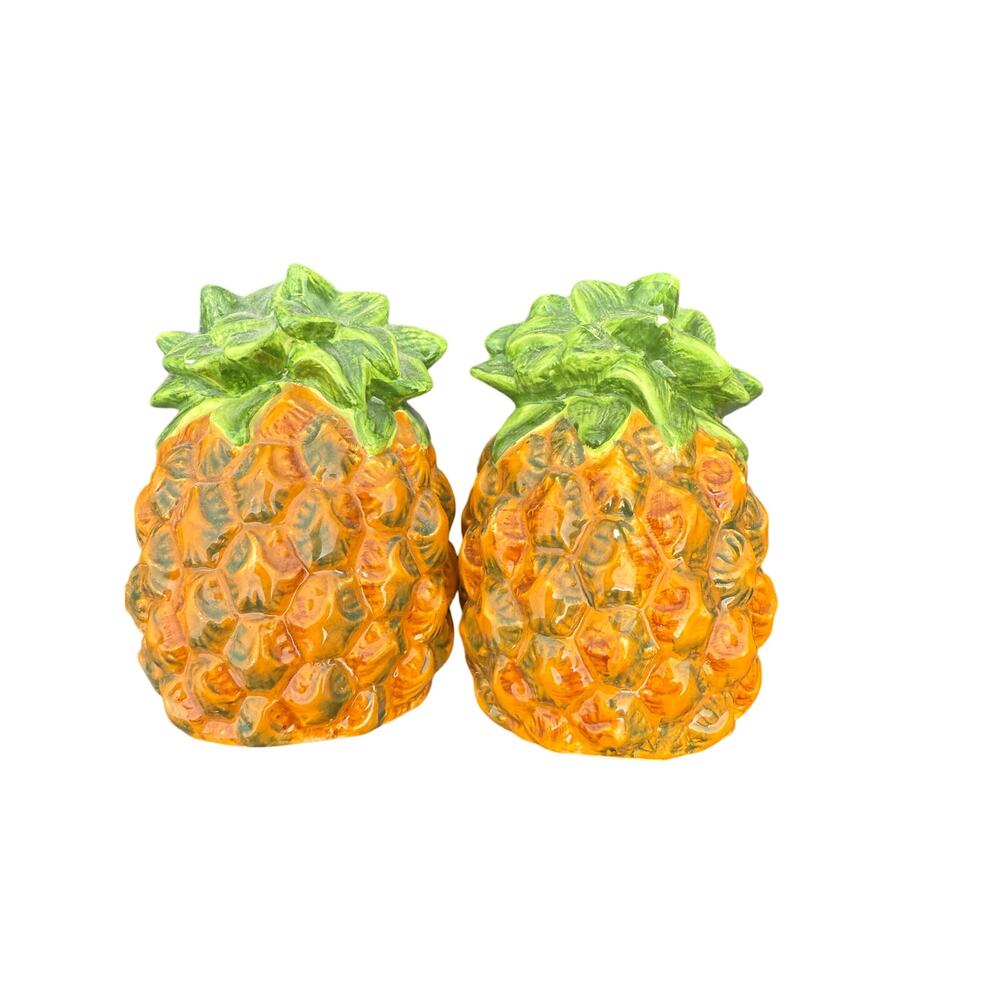 🍍 Vintage Pineapple Salt & Pepper Shaker Set Ceramic Tropical Kitchen Decor - Picture 4 of 6